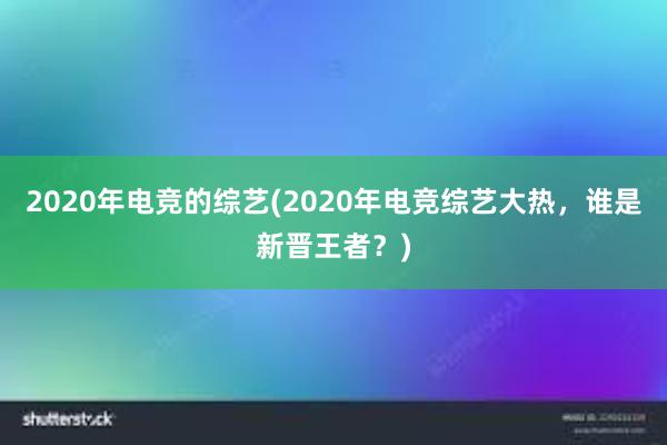 2020年电竞的综艺(2020年电竞综艺大热，谁是新晋王者？)