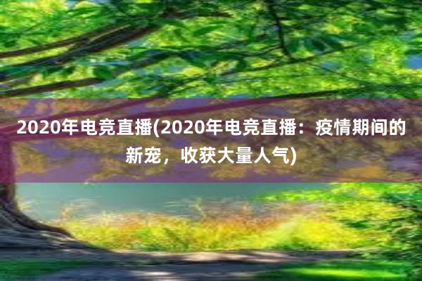 2020年电竞直播(2020年电竞直播：疫情期间的新宠，收获大量人气)