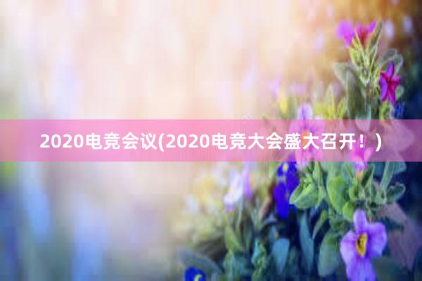 2020电竞会议(2020电竞大会盛大召开！)