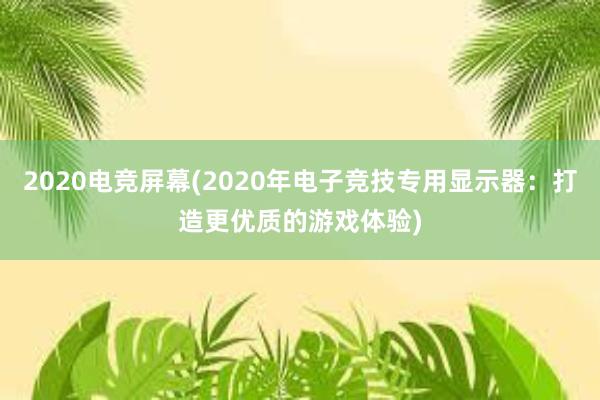 2020电竞屏幕(2020年电子竞技专用显示器：打造更优质的游戏体验)