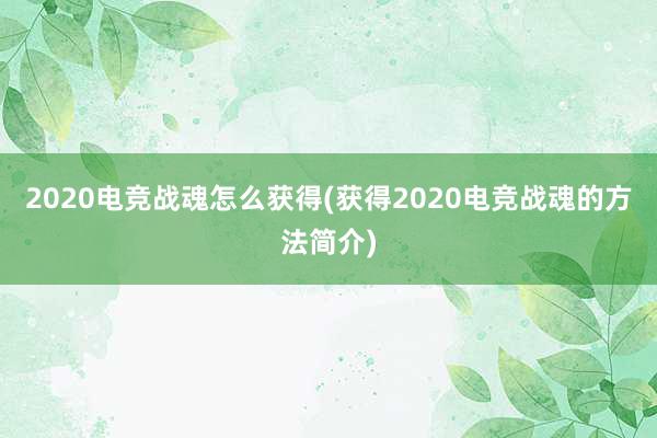 2020电竞战魂怎么获得(获得2020电竞战魂的方法简介)