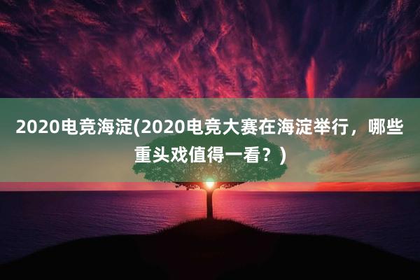 2020电竞海淀(2020电竞大赛在海淀举行，哪些重头戏值得一看？)