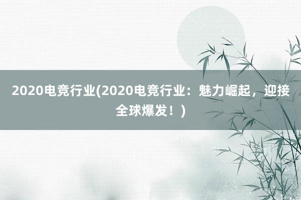 2020电竞行业(2020电竞行业：魅力崛起，迎接全球爆发！)