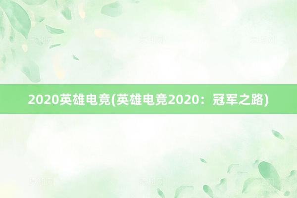 2020英雄电竞(英雄电竞2020：冠军之路)