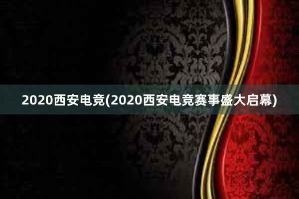 2020西安电竞(2020西安电竞赛事盛大启幕)