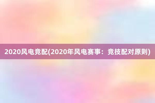 2020风电竞配(2020年风电赛事：竞技配对原则)