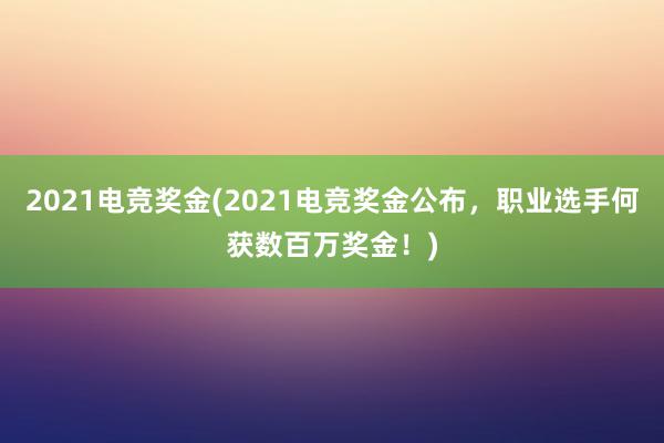 2021电竞奖金(2021电竞奖金公布，职业选手何获数百万奖金！)