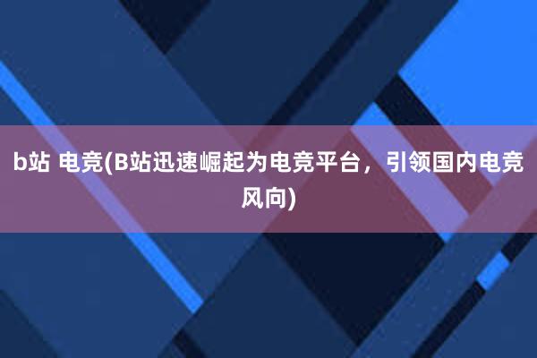 b站 电竞(B站迅速崛起为电竞平台，引领国内电竞风向)