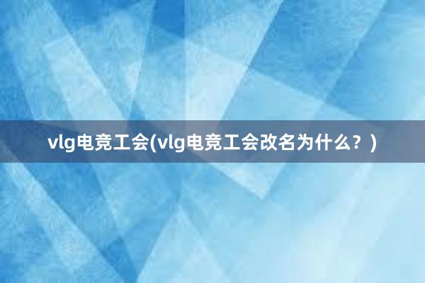 vlg电竞工会(vlg电竞工会改名为什么？)