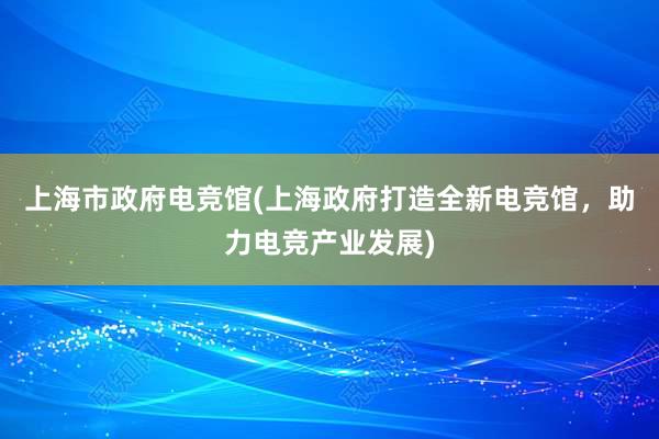 上海市政府电竞馆(上海政府打造全新电竞馆，助力电竞产业发展)