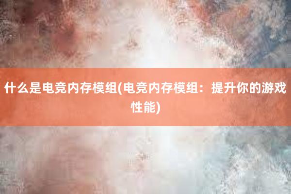 什么是电竞内存模组(电竞内存模组：提升你的游戏性能)