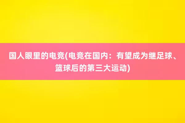 国人眼里的电竞(电竞在国内：有望成为继足球、篮球后的第三大运动)