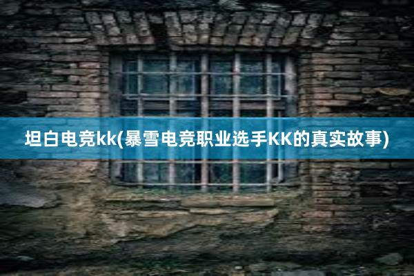 坦白电竞kk(暴雪电竞职业选手KK的真实故事)