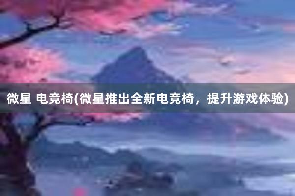 微星 电竞椅(微星推出全新电竞椅，提升游戏体验)