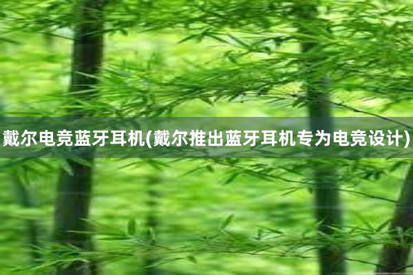 戴尔电竞蓝牙耳机(戴尔推出蓝牙耳机专为电竞设计)