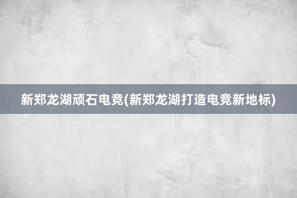 新郑龙湖顽石电竞(新郑龙湖打造电竞新地标)