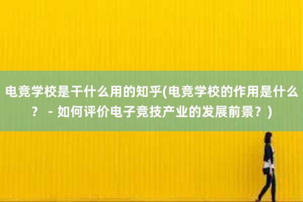 电竞学校是干什么用的知乎(电竞学校的作用是什么？ - 如何评价电子竞技产业的发展前景？)