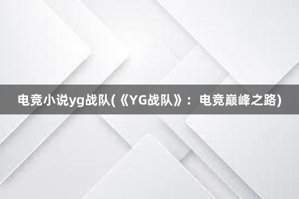 电竞小说yg战队(《YG战队》：电竞巅峰之路)