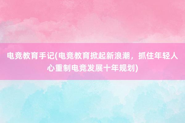 电竞教育手记(电竞教育掀起新浪潮，抓住年轻人心重制电竞发展十年规划)