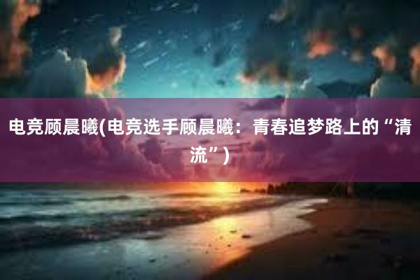 电竞顾晨曦(电竞选手顾晨曦：青春追梦路上的“清流”)