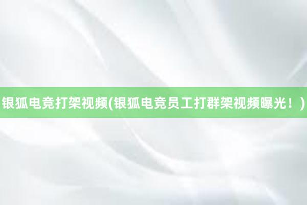 银狐电竞打架视频(银狐电竞员工打群架视频曝光！)