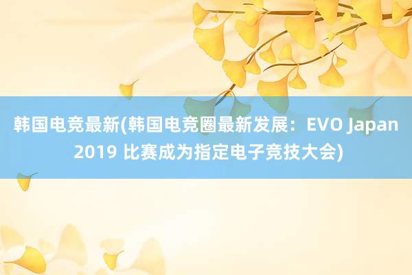 韩国电竞最新(韩国电竞圈最新发展：EVO Japan 2019 比赛成为指定电子竞技大会)