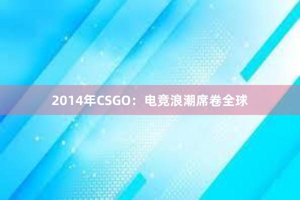 2014年CSGO：电竞浪潮席卷全球