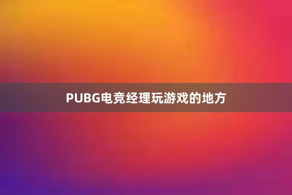 PUBG电竞经理玩游戏的地方