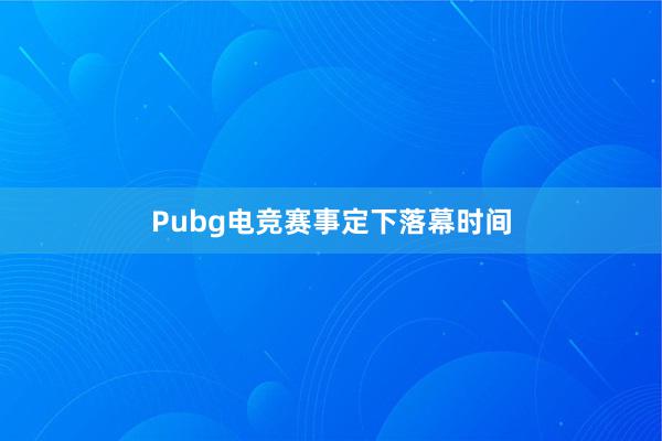 Pubg电竞赛事定下落幕时间