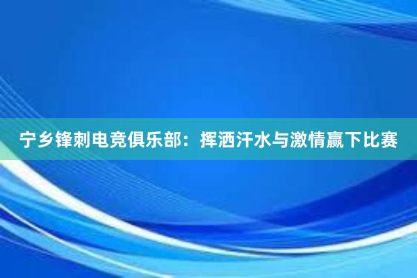 宁乡锋刺电竞俱乐部：挥洒汗水与激情赢下比赛