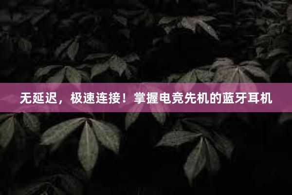 无延迟，极速连接！掌握电竞先机的蓝牙耳机