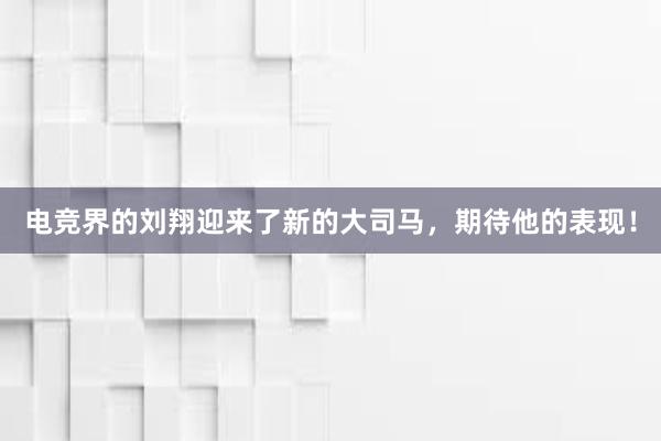 电竞界的刘翔迎来了新的大司马，期待他的表现！