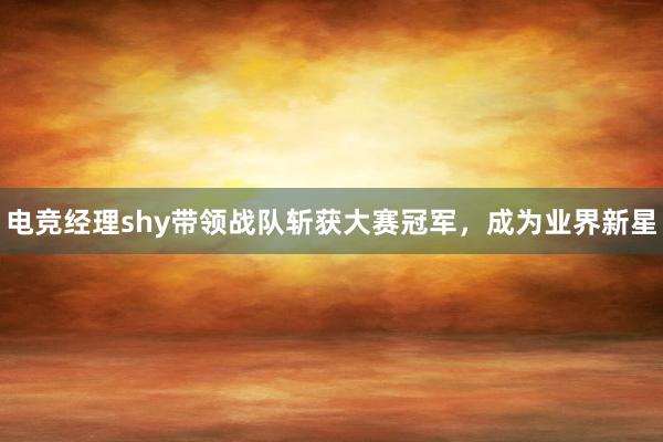 电竞经理shy带领战队斩获大赛冠军，成为业界新星