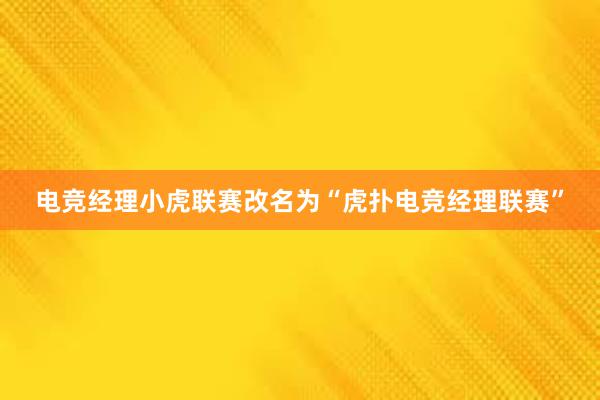 电竞经理小虎联赛改名为“虎扑电竞经理联赛”