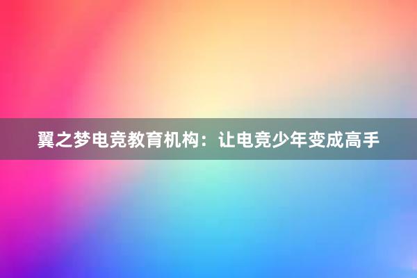 翼之梦电竞教育机构：让电竞少年变成高手