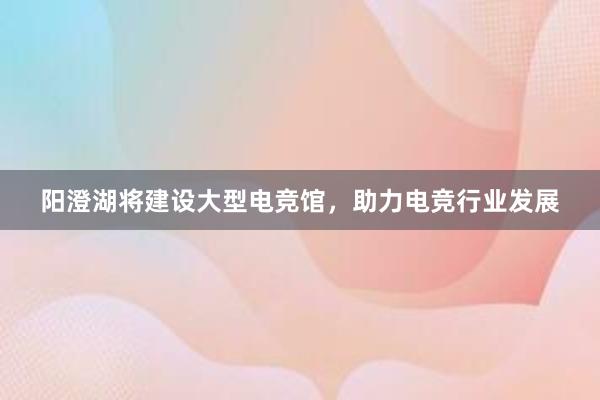 阳澄湖将建设大型电竞馆，助力电竞行业发展