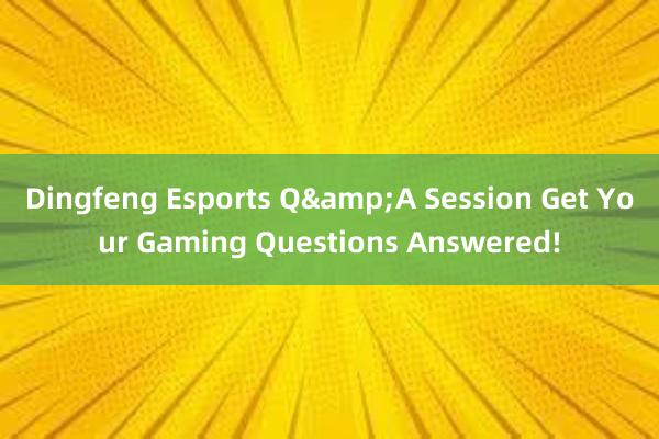 Dingfeng Esports Q&A Session Get Your Gaming Questions Answered!