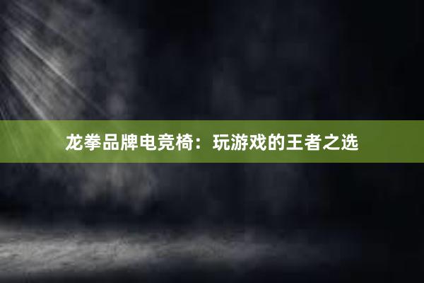 龙拳品牌电竞椅：玩游戏的王者之选